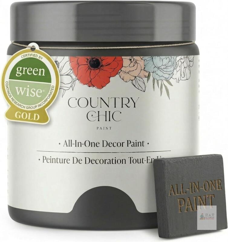 New Country Chic All-in-One Chalk Paint for Furniture, Cabinets, Home Decor, Eco-Friendly, Matte Finish, Built-In Primer & Top Coat for Wood, Metal - Liquorice (Black) - Pint 16 oz (475 ml)