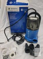 FOTING Q9003 Submersible Utility Pump, 1 HP, 4600 GPH, 31 ft Lift, 16 ft Cord
