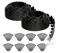 Neycil 65.6ft (20m) Black Scalloped Plastic Landscape Edging Kit with Stakes &ndash; Flexible Border
