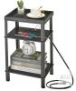 new ZEXVIDA Black End Table with Charging Station, 3 Shelves, 15.4"x11.8"x23.6", Model X0040MPE7F