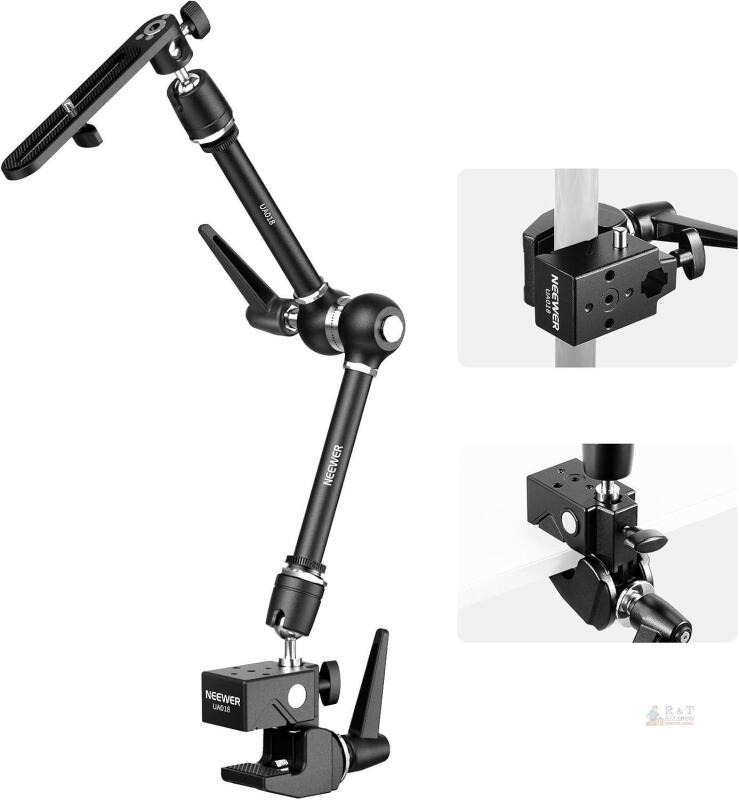 New NEEWER 21" Magic Arm Camera Mount with Super Clamp, Overhead Desk Mount with 360&deg; Dual Ball Head, 1/4" 3/8" 5/8" Stud Adapter for PA073 PA074 Phone Cage Rig DSLR Camera Monitor Video Light, UA018