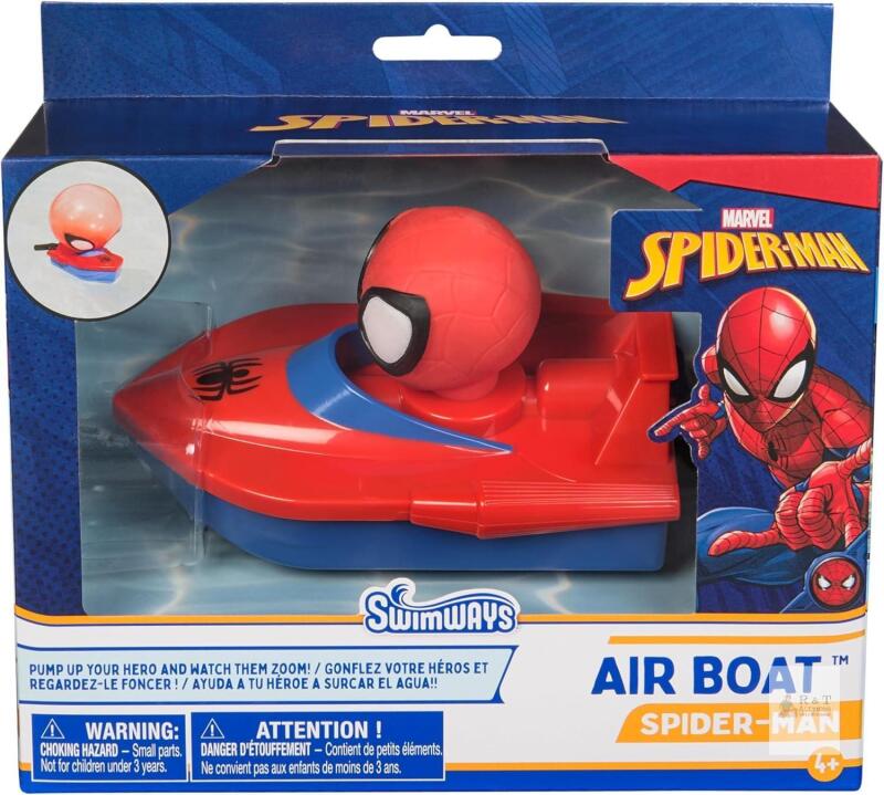 Marvel Spider-Man Air Boat, Swimming Pool Accessories & Kids Pool Toys, Spiderman Party Supplies & Bath Toys for Kids Aged 4 & Up- box has slight shipping issue