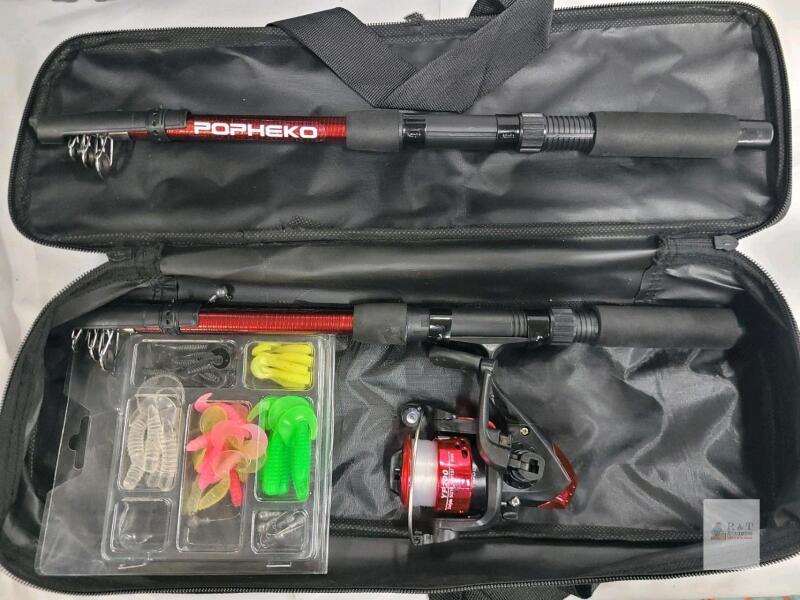 POPHEKO Telescopic Fishing Rod & YF200 Spinning Reel Combo with Tackle Kit and Case