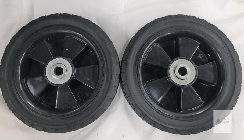 New - 6 ⅞"&times;1 ⅝" Utility Wheels, Plastic Rim, Rubber Tire, Diamond Tread, 1/2" Bore, Set of 2