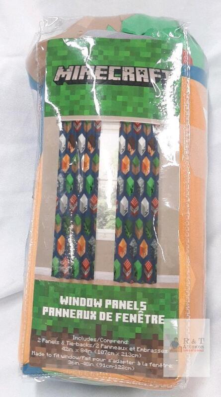 Minecraft Window Panels, 2 Panels with Tie-backs, 42x84 in Each, 100% Polyester, Mojang, TR16-0172