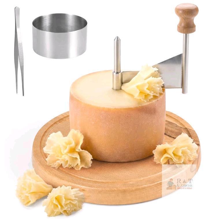 New Handheld Cheese Curler Slicer with Wood Base and Stainless Steel Blade
