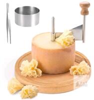 New Handheld Cheese Curler Slicer with Wood Base and Stainless Steel Blade