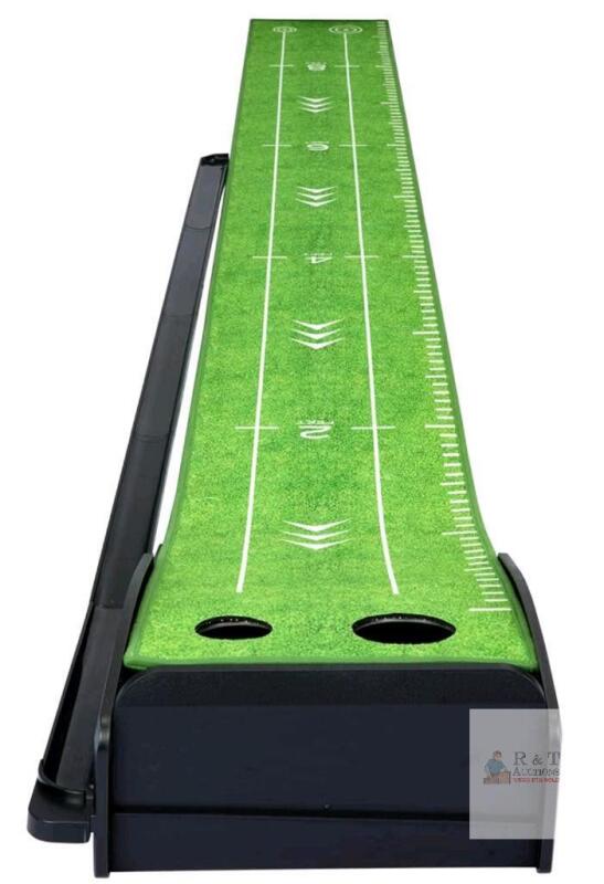 NEW Golf Putting Practice Mat System, 10ft Length, Auto Ball Return, 2-Hole, Marked Synthetic Turf