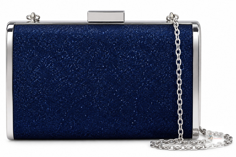 New Peeptoe Evening Clutch Rhinestone Formal Wedding Prom Purse Chain Navy. approximately 8" wide &times; 4" high.
