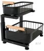NEW HTH Goods 2-Tier Under Sink Organizer, Adjustable Height, Sliding Baskets, Carbon Steel Frame