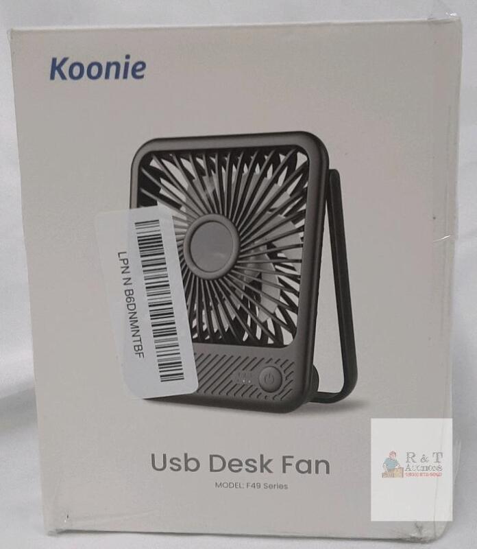 Koonie F49 Series USB Desk Fan | Black | Type-C Power | 3 Speeds | 6.1"x5"x1.5" | 180&deg; Adjustable