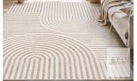 New - Non-Slip , 6ft&times;9ft Modern Geometric Area Rug, Beige/Cream with Light Brown Accents