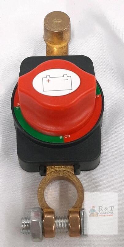 Rotary Battery Disconnect Switch, 12V 250A Continuous, Top-Post Mount, Brass & Plastic Construction