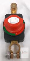 Rotary Battery Disconnect Switch, 12V 250A Continuous, Top-Post Mount, Brass & Plastic Construction