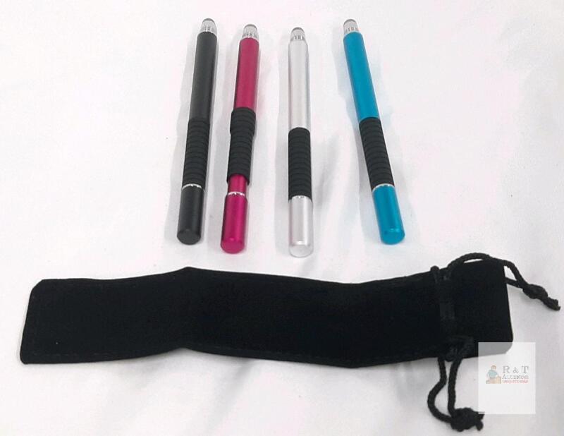 Set of 4 Capacitive Touch Screen Stylus Pens with Disc Tips &ndash; Black, Pink, Silver, Blue