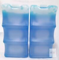 Large Rigid Reusable Ice Packs, 2-Pack, Blue Plastic, Approx. 9"x4"x1.5", Leakproof, for Coolers