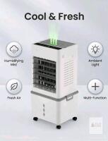 new Evaporative Air Cooler, Digital Touch Controls, Humidifier, Ambient Light, 3-Speed, 4-gal Tank