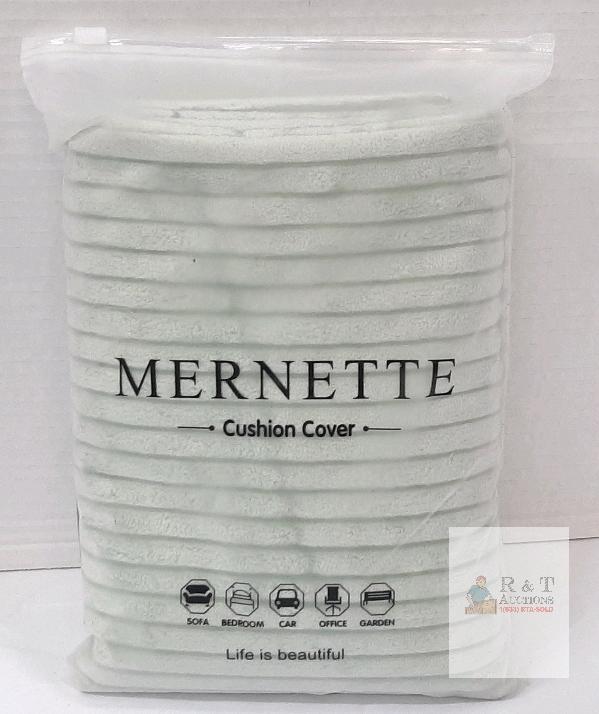Mernette Corduroy Cushion Cover 18"x18" Bean Green 2-Pack, Polyester, Hidden Zipper