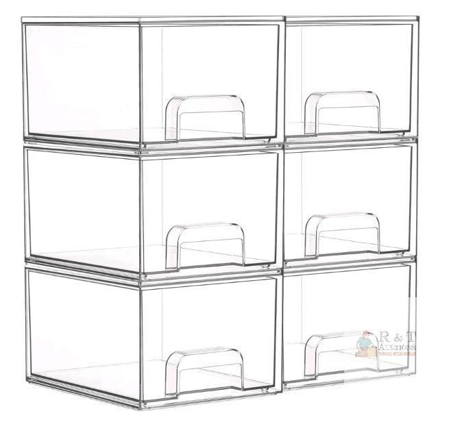 Clear Acrylic Stackable Drawer Organizer, 6 Drawers, 7.5"x6.2"x4.4" Each, Modular Storage