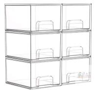 Clear Acrylic Stackable Drawer Organizer, 6 Drawers, 7.5"x6.2"x4.4" Each, Modular Storage