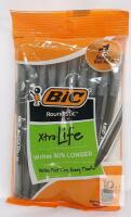 BIC Round Stic Xtra Life Ballpoint Pens, Medium Point 1.0 mm, Black Ink, 10-Pack