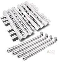Stainless Steel Grill Burner & Heat Plate Set, 4 Burners (18 13/16") & 4 Plates (16.5" x 6"), Fits Weber/Nexgrill