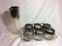 Retro MCM Tumblers in Chrome Carry Rack & Cocktail Shaker