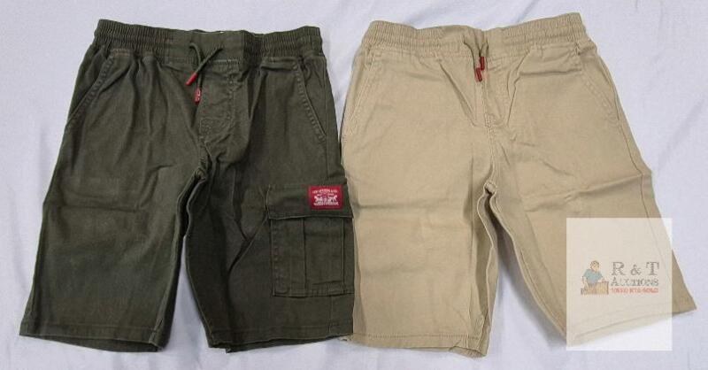 Levi&rsquo;s Boys&rsquo; Shorts Size 8, 2 Pair&mdash;Khaki & Olive Cargo, 98% Cotton, Elastic Waist,