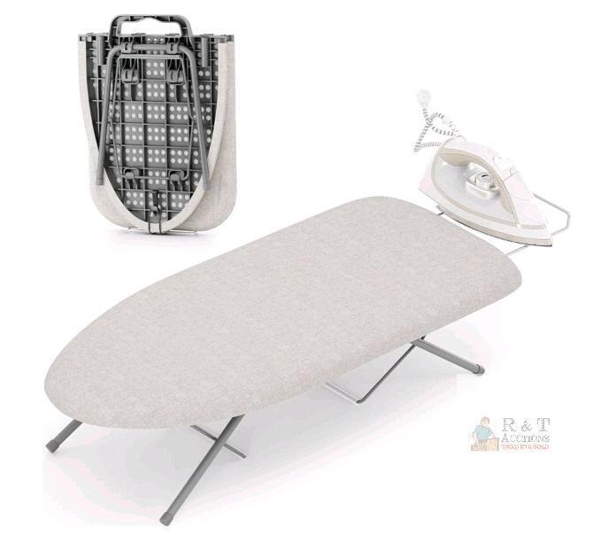 Compact Folding Ironing Board - 30"x12" Tabletop, Portable, Steel Frame, Light Grey