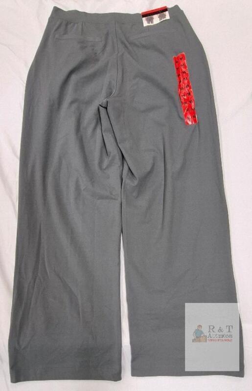 NEW REFLEX Women's Medium Grey Wide Leg Dress Pants Pleated High Waist Trousers