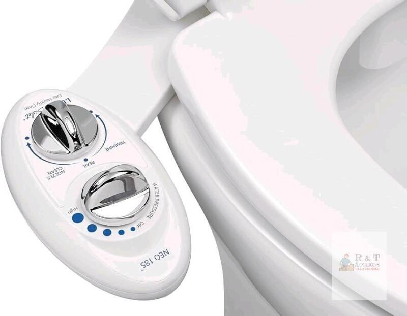 Luxe Bidet NEO 185 White Non-Electric Attachment, Dual Nozzle, Adjustable Pressure, Chrome Knobs