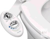 Luxe Bidet NEO 185 White Non-Electric Attachment, Dual Nozzle, Adjustable Pressure, Chrome Knobs