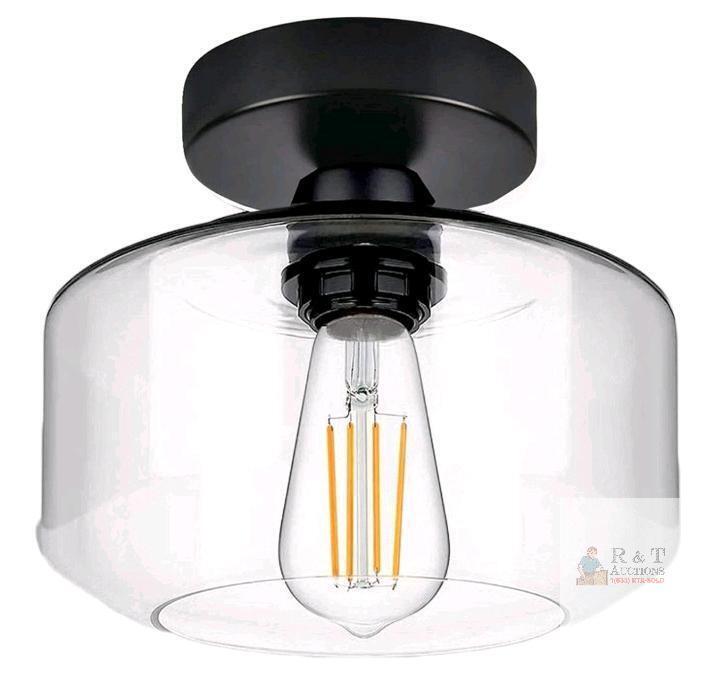 FRIDEKO HOME Semi Flush Mount Ceiling Light, 9.05" x 7.87", E26 Base, Black Finish