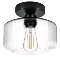 FRIDEKO HOME Semi Flush Mount Ceiling Light, 9.05" x 7.87", E26 Base, Black Finish