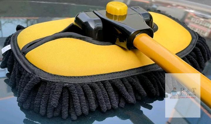 Yellow & Black Microfiber Car Wash Mop Head, 10.6" x 5.9", Threaded Fitting NEW