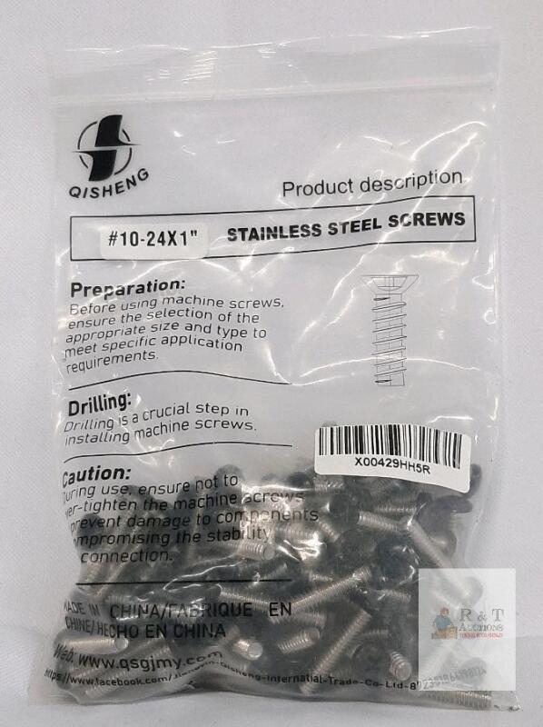 QISHENG #10-24x1" Stainless Steel Machine Screws, Pan Head, Phillips, 40&ndash;60 pcs, Sealed Bag