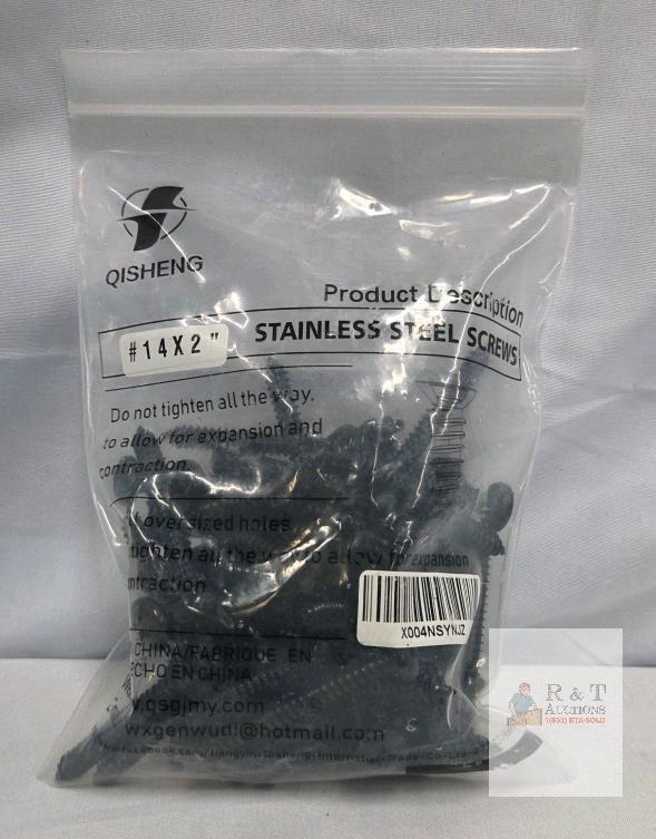 Qisheng #14 x 2" Stainless Steel Screws, Self-Tapping, Bagged, Made in China