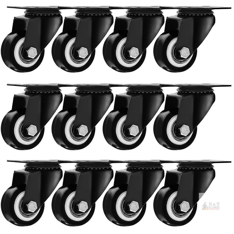 1.5" Swivel Caster Wheels, Plate Mount, 12 IN BOX