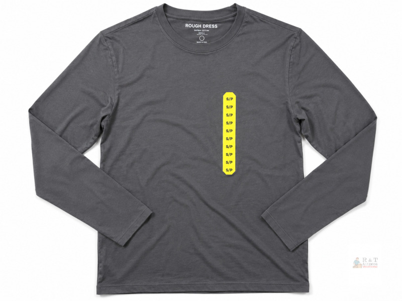 New size SM ROUGH DRESS Supima Cotton Long Sleeve T-Shirt, Grey,