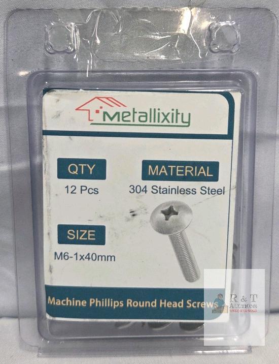 Metallixity 12-Pack M6 x 40mm 304 Stainless Steel Phillips Round Head Machine Screws, Silver