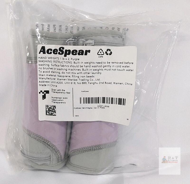 AceSpear Adjustable Hand/Wrist Weights, 1 lb Each, Purple, Pair