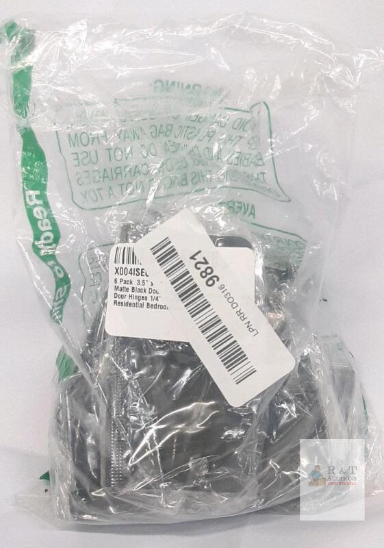 3.5" x 3.5" Matte Black Residential Door Hinges, 1/4" Radius, 6-Pack