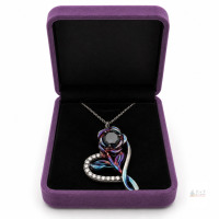 NEW Women&rsquo;s Fantasy-Style Pendant Necklace with Round Stone, Multicolour Design & Purple Gift Box