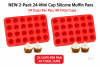2 New 24-Mini Cups Silicone Muffin Pans, Reusable Cupcake Baking Pan Moulds, Nonstick BPA Free Silicone, 8.9" &times; 13" Each