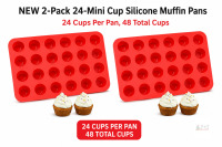 2 New 24-Mini Cups Silicone Muffin Pans, Reusable Cupcake Baking Pan Moulds, Nonstick BPA Free Silicone, 8.9" &times; 13" Each