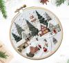 LEGDRO Christmas Embroidery Kit w/ Hoop, Winter Village Holiday Scene - 2