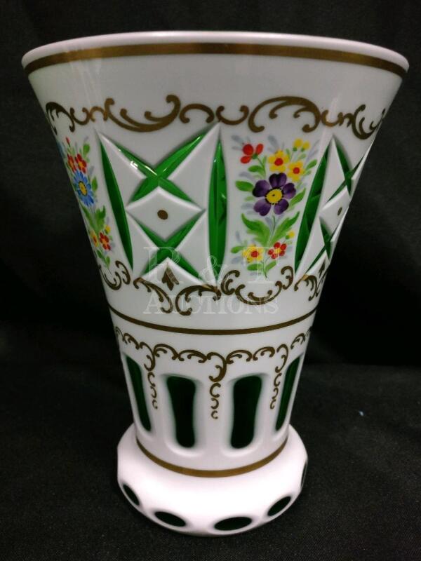 Vintage Bohemian Cut Crystal Flower Vase