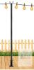 Outdoor 9 ft Metal String Light Pole, 1.5" Diameter, Heavy-Duty Flange Base, Black Finish