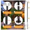 Outdoor 9 ft Metal String Light Pole, 1.5" Diameter, Heavy-Duty Flange Base, Black Finish - 2