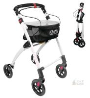 KMina PRO Rollator Walker 4-Wheel Folding Aluminum, Adjustable Height, Basket & Tray, 299 lb Cap